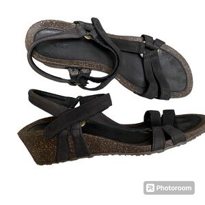 Teva Ventura Cork Wedge 2 Rialto Sandal Leather Slingback Black Size 11